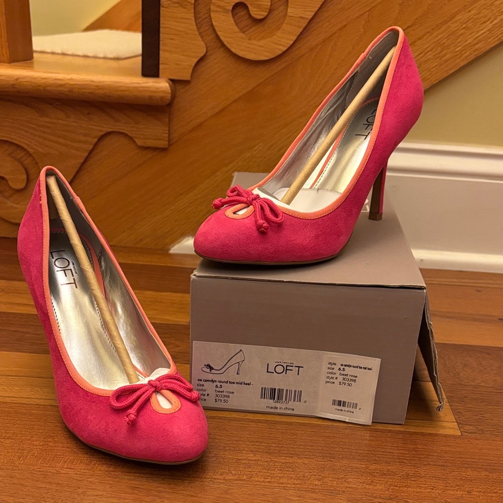 NEW with Box LOFT Camdyn Bow-Tie Heels in Beet Rose, Size 6.5